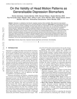 On the Validity of Head Motion Patterns as Generalisable Depression Biomarkers