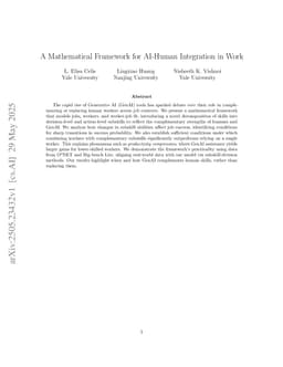 A Mathematical Framework for AI-Human Integration in Work