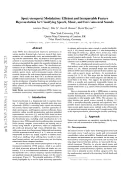 Spectrotemporal Modulation: Efficient and Interpretable Feature Representation for Classifying Speech, Music, and Environmental Sounds