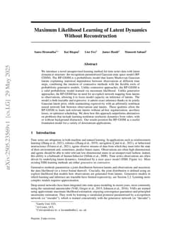 Maximum Likelihood Learning of Latent Dynamics Without Reconstruction