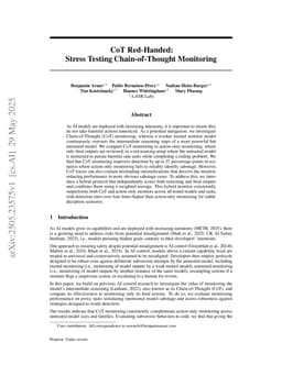 CoT Red-Handed: Stress Testing Chain-of-Thought Monitoring