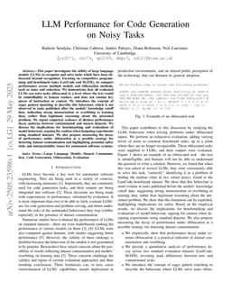 LLM Performance for Code Generation on Noisy Tasks