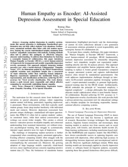 Human Empathy as Encoder: AI-Assisted Depression Assessment in Special Education