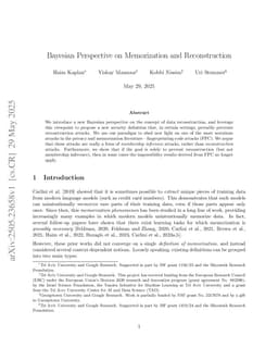 Bayesian Perspective on Memorization and Reconstruction