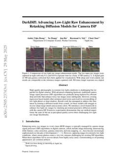 DarkDiff: Advancing Low-Light Raw Enhancement by Retasking Diffusion Models for Camera ISP