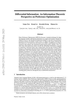 Differential Information: An Information-Theoretic Perspective on Preference Optimization