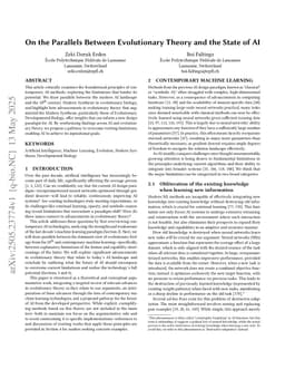 On the Parallels Between Evolutionary Theory and the State of AI