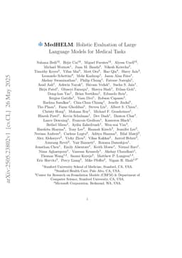 MedHELM: Holistic Evaluation of Large Language Models for Medical Tasks