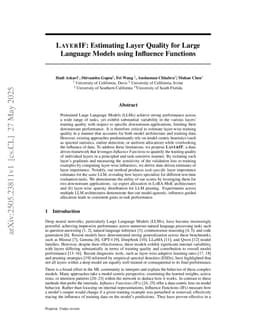 LayerIF: Estimating Layer Quality for Large Language Models using Influence Functions