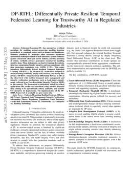 DP-RTFL: Differentially Private Resilient Temporal Federated Learning for Trustworthy AI in Regulated Industries