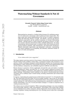 Watermarking Without Standards Is Not AI Governance