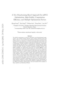 A New Deep-learning-Based Approach For mRNA Optimization: High Fidelity, Computation Efficiency, and Multiple Optimization Factors