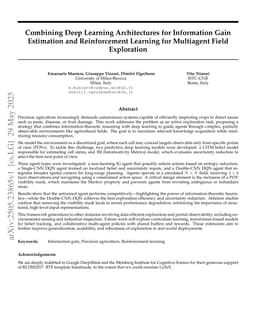 Combining Deep Architectures for Information Gain estimation and Reinforcement Learning for multiagent field exploration
