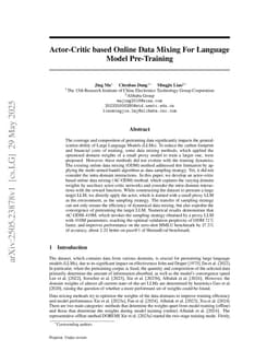 Actor-Critic based Online Data Mixing For Language Model Pre-Training