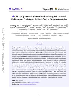 OWL: Optimized Workforce Learning for General Multi-Agent Assistance in Real-World Task Automation