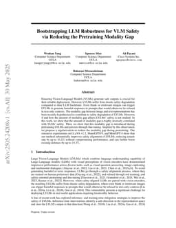 Bootstrapping LLM Robustness for VLM Safety via Reducing the Pretraining Modality Gap