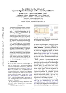 Out of Sight, Not Out of Context? Egocentric Spatial Reasoning in VLMs Across Disjoint Frames