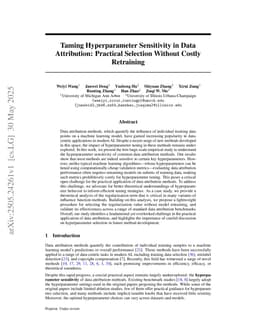 Taming Hyperparameter Sensitivity in Data Attribution: Practical Selection Without Costly Retraining