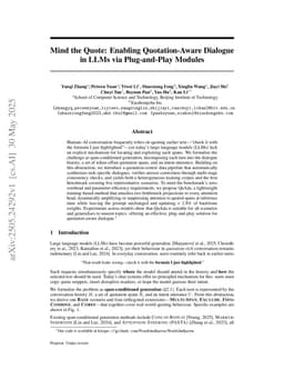 Mind the Quote: Enabling Quotation-Aware Dialogue in LLMs via Plug-and-Play Modules