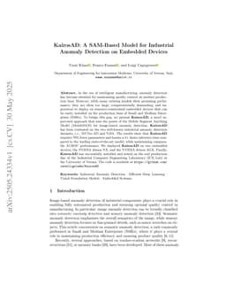 KairosAD: A SAM-Based Model for Industrial Anomaly Detection on Embedded Devices