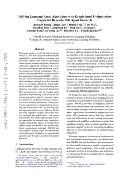 Unifying Language Agent Algorithms with Graph-based Orchestration Engine for Reproducible Agent Research