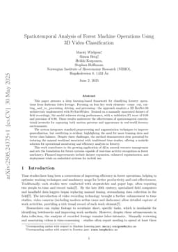 Spatiotemporal Analysis of Forest Machine Operations Using 3D Video Classification