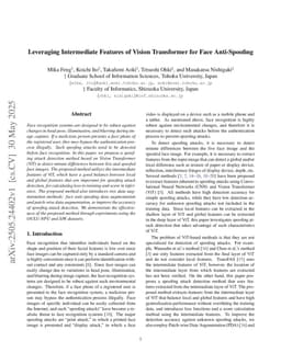 Leveraging Intermediate Features of Vision Transformer for Face Anti-Spoofing