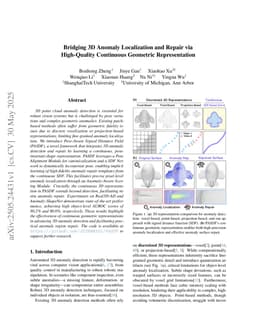 Bridging 3D Anomaly Localization and Repair via High-Quality Continuous Geometric Representation