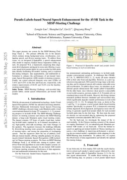 Pseudo Labels-based Neural Speech Enhancement for the AVSR Task in the MISP-Meeting Challenge