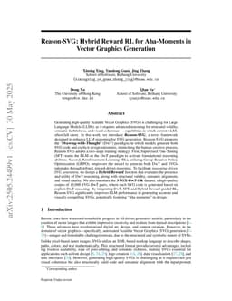 Reason-SVG: Hybrid Reward RL for Aha-Moments in Vector Graphics Generation