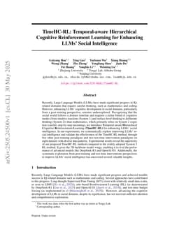 TimeHC-RL: Temporal-aware Hierarchical Cognitive Reinforcement Learning for Enhancing LLMs' Social Intelligence
