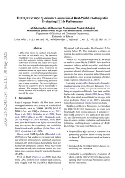 DEEPQUESTION: Systematic Generation of Real-World Challenges for Evaluating LLMs Performance