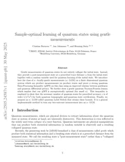 Sample-optimal learning of quantum states using gentle measurements