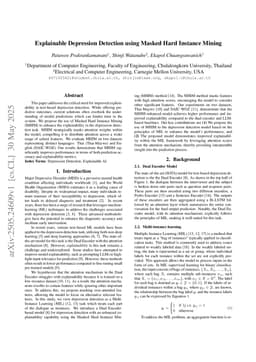 Explainable Depression Detection using Masked Hard Instance Mining