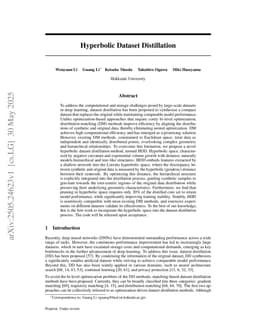 Hyperbolic Dataset Distillation