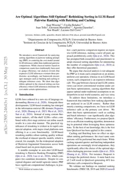 Are Optimal Algorithms Still Optimal? Rethinking Sorting in LLM-Based Pairwise Ranking with Batching and Caching