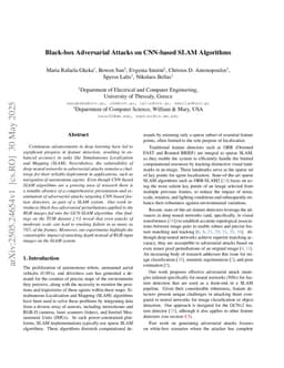 Black-box Adversarial Attacks on CNN-based SLAM Algorithms