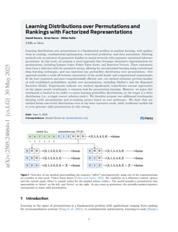 Learning Distributions over Permutations and Rankings with Factorized Representations