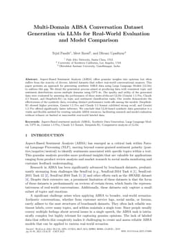 Multi-Domain ABSA Conversation Dataset Generation via LLMs for Real-World Evaluation and Model Comparison
