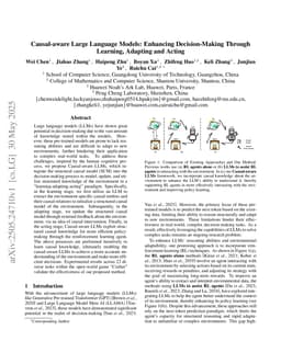 Causal-aware Large Language Models: Enhancing Decision-Making Through Learning, Adapting and Acting