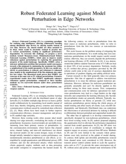 Robust Federated Learning against Model Perturbation in Edge Networks