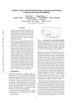 Context is Gold to find the Gold Passage: Evaluating and Training Contextual Document Embeddings