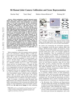 Bi-Manual Joint Camera Calibration and Scene Representation