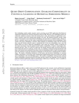 Query Drift Compensation: Enabling Compatibility in Continual Learning of Retrieval Embedding Models