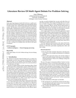 Literature Review Of Multi-Agent Debate For Problem-Solving
