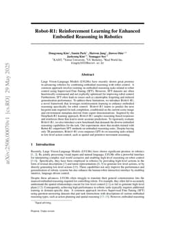 Robot-R1: Reinforcement Learning for Enhanced Embodied Reasoning in Robotics