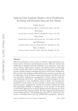 Applying Large Language Models to Issue Classification: Revisiting with Extended Data and New Models