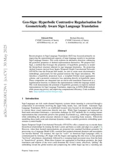 Geo-Sign: Hyperbolic Contrastive Regularisation for Geometrically Aware Sign Language Translation