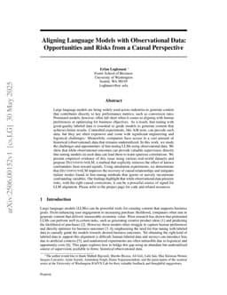 Aligning Language Models with Observational Data: Opportunities and Risks from a Causal Perspective