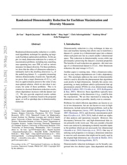 Randomized Dimensionality Reduction for Euclidean Maximization and Diversity Measures